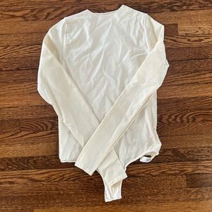Skims White Longsleeve Body Suit